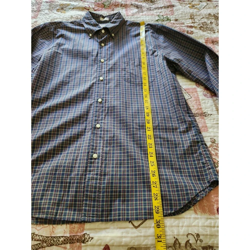 J.Crew Mens Plaid Shirt Button Down Slim Fit Long Sleeve Pocket Cotton Blue Sz L